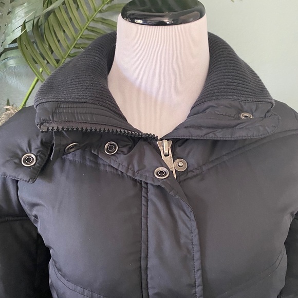 Esprit black down puffer coat removable fur collar - Picture 5 of 15